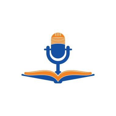 Podcast kitap vektör logosu tasarımı. Eğitim podcast logosu kavramı.