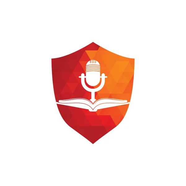 Podcast Libro Vettoriale Logo Design Istruzione Podcast Logo Concetto — Vettoriale Stock