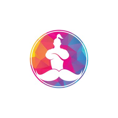 Bıyık cini vektör logosu tasarımı. Güçlü cin simgesi şablonu.