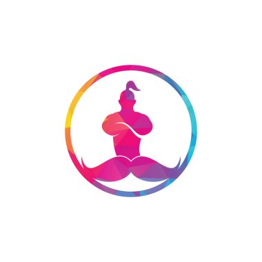 Bıyık cini vektör logosu tasarımı. Güçlü cin simgesi şablonu.