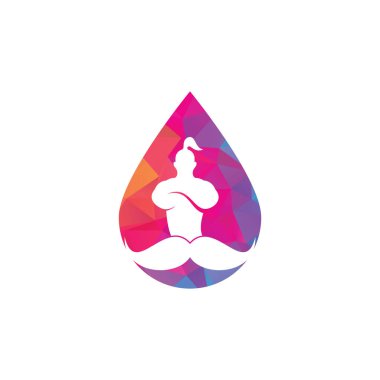 Bıyık cini şekil değiştirme vektör logosu tasarımı. Güçlü cin simgesi şablonu