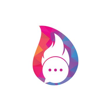 Ateş sohbet konsepti logo şablonu taşıyıcı. Sıcak sohbet logo simgesi veya simge şablonu.
