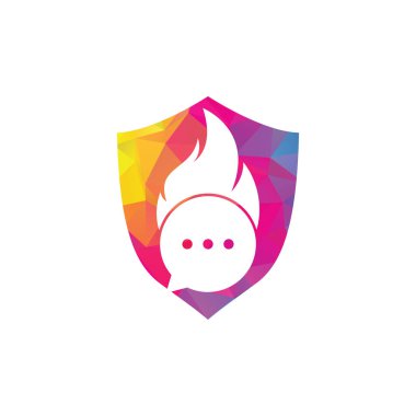 Sohbet logo şablonu taşıyıcıyı ateşle. Sıcak sohbet logo simgesi veya simge şablonu