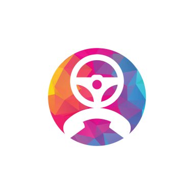 Sürücü çağrısı vektör logosu tasarımı. Direksiyon ve telefon sembolü veya simgesi.