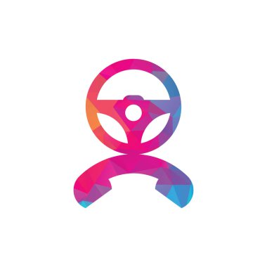 Sürücü çağrısı vektör logosu tasarımı. Direksiyon ve telefon sembolü veya simgesi.