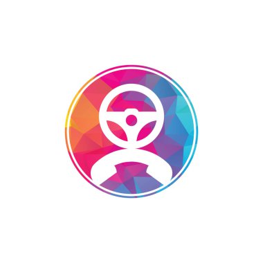 Sürücü çağrısı vektör logosu tasarımı. Direksiyon ve telefon sembolü veya simgesi.