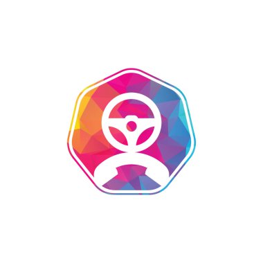 Sürücü çağrısı vektör logosu tasarımı. Direksiyon ve telefon sembolü veya simgesi.