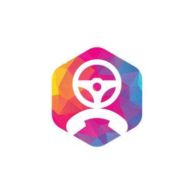 Sürücü çağrısı vektör logosu tasarımı. Direksiyon ve telefon sembolü veya simgesi.