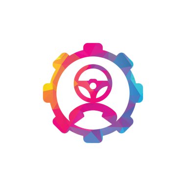 Konsept konsept vektör logosu tasarımını çalıştır. Direksiyon ve telefon sembolü veya simgesi