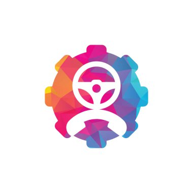 Konsept konsept vektör logosu tasarımını çalıştır. Direksiyon ve telefon sembolü veya simgesi