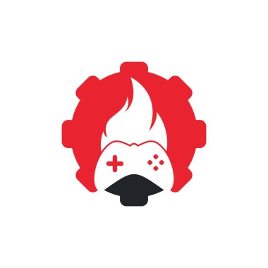 İtfaiye ekipmanı şekilli konsept logo ikonu tasarım vektörü. Oyun logosu için ateşi olan oyun sahası
