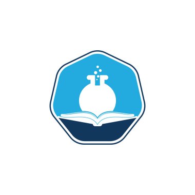 Kitap Laboratuvarı Logo Şablonu Tasarım Vektörü. Kitap Bilimi Logosu simgesi.