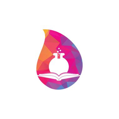 Kitap Laboratuvarı şekil konsepti Logo Şablon Tasarım Vektörü. Kitap Bilimi Logosu simgesi.
