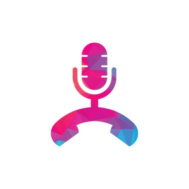 Podcast Simgesi Logo Tasarım Elemanını ara. Telefon podcast logo tasarımı.