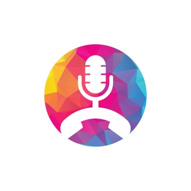Podcast Simgesi Logo Tasarım Elemanını ara. Telefon podcast logo tasarımı.