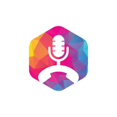 Podcast Simgesi Logo Tasarım Elemanını ara. Telefon podcast logo tasarımı.