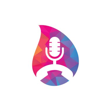 Podcast damla şekli konseptini ara Simge Logosu Tasarım Elemanı. Telefon podcast logo tasarımı