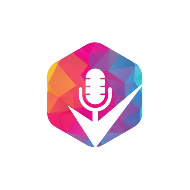 Podcast vektör logo tasarım şablonunu kontrol et. Podcast Simge Logo Tasarım Elemanını Denetle