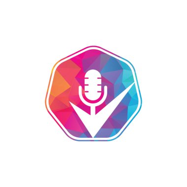 Podcast vektör logo tasarım şablonunu kontrol et. Podcast Simge Logo Tasarım Elemanını Denetle