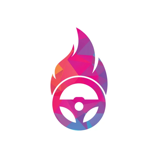 Шаблон Векторного Дизайну Логотипу Драйвера Вогню Автомобільне Кермо Спалювання Вогню — стоковий вектор