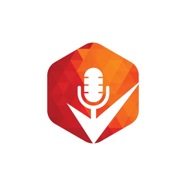 Перевірте Шаблон Дизайну Векторного Логотипу Подкасту Podcast Перевірити Піктограму Елемент — стоковий вектор