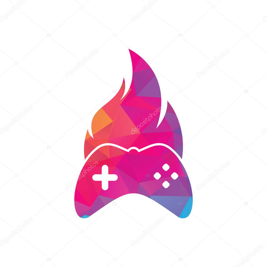 Gaming fire logo icon designs vector. game pad with a fire for gaming logo