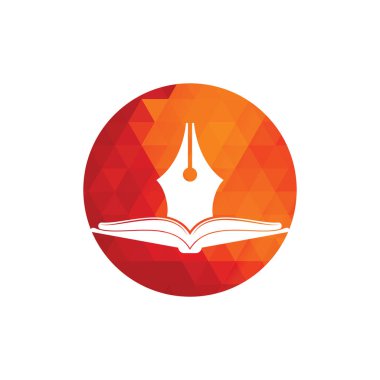 Kalem ve kitap vektör logosu tasarımı. Kitap Yazarının Logo Şablonu Tasarım Vektörü.