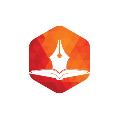 Kalem ve kitap vektör logosu tasarımı. Kitap Yazarının Logo Şablonu Tasarım Vektörü.