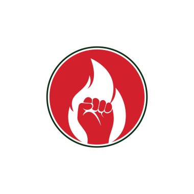 Ateş Yumruğu Logo Vektörü. Devrimi protesto eden Ateş Yumruğu Sembolü. Web Simgesi Logo Şablonu Tasarım Elemanı.