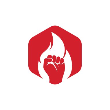 Ateş Yumruğu Logo Vektörü. Devrimi protesto eden Ateş Yumruğu Sembolü. Web Simgesi Logo Şablonu Tasarım Elemanı.