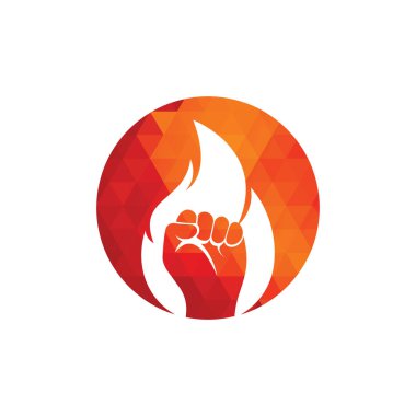 Ateş Yumruğu Logo Vektörü. Devrimi protesto eden Ateş Yumruğu Sembolü. Web Simgesi Logo Şablonu Tasarım Elemanı.