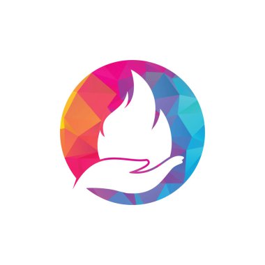 Ateş bakımı vektör logosu tasarımı. El ve ateş simgesi logosu tasarımı.