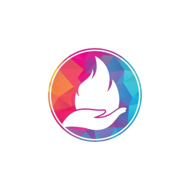 Ateş bakımı vektör logosu tasarımı. El ve ateş simgesi logosu tasarımı.