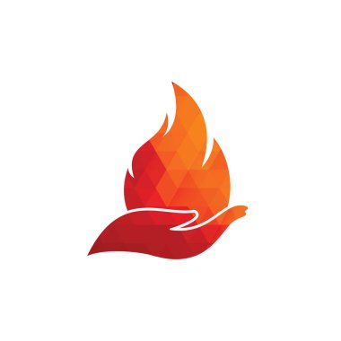 Ateş bakımı vektör logosu tasarımı. El ve ateş simgesi logosu tasarımı.
