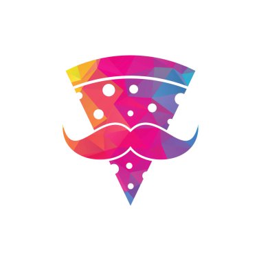 Pizza bıyığı logosu tasarım şablonu. Bay Pizza logo tasarımı konsept vektör simgesi.