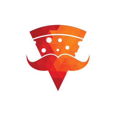 Pizza bıyığı logosu tasarım şablonu. Bay Pizza logo tasarımı konsept vektör simgesi.