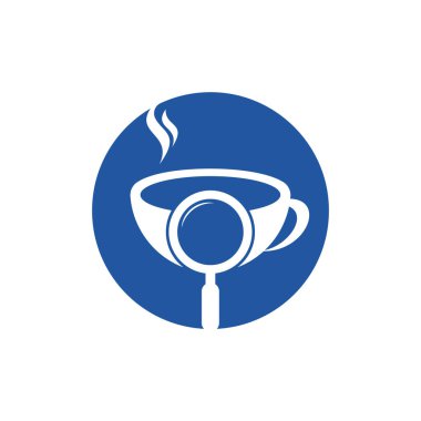 Kahve logosu tasarım vektörünü ara. Kahve büyüteç logo şablonu Vektör.