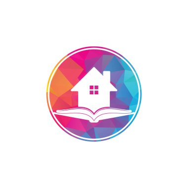 Kitap evi logosu tasarım şablonu. Ev ve kitap logo vektör simgesi