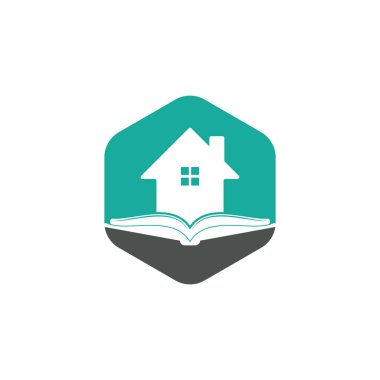 Kitap evi logosu tasarım şablonu. Ev ve kitap logo vektör simgesi