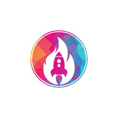 Roket yangın logosu tasarımı. Yangın ve roket kombinasyonu. Alev ve uçak sembolü veya simgesi.