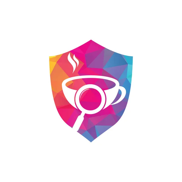 Rechercher Bouclier Café Forme Concept Logo Modèle Conception Vecteur Modèle — Image vectorielle