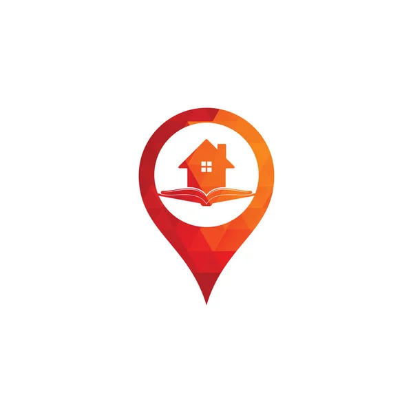 Zarezerwuj Mapę Domu Pin Kształt Koncepcji Logo Szablon Projektu Ikona — Wektor stockowy