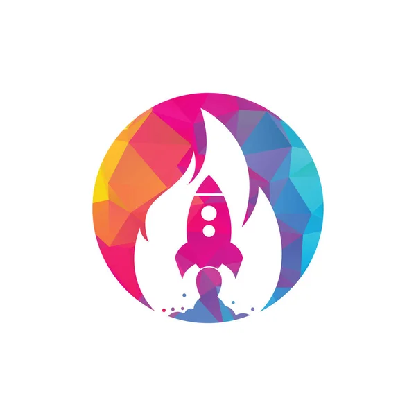 ロケット火災ロゴデザイン 火災やロケットのロゴの組み合わせ 炎及び航空機の記号又はアイコン — ストックベクタ