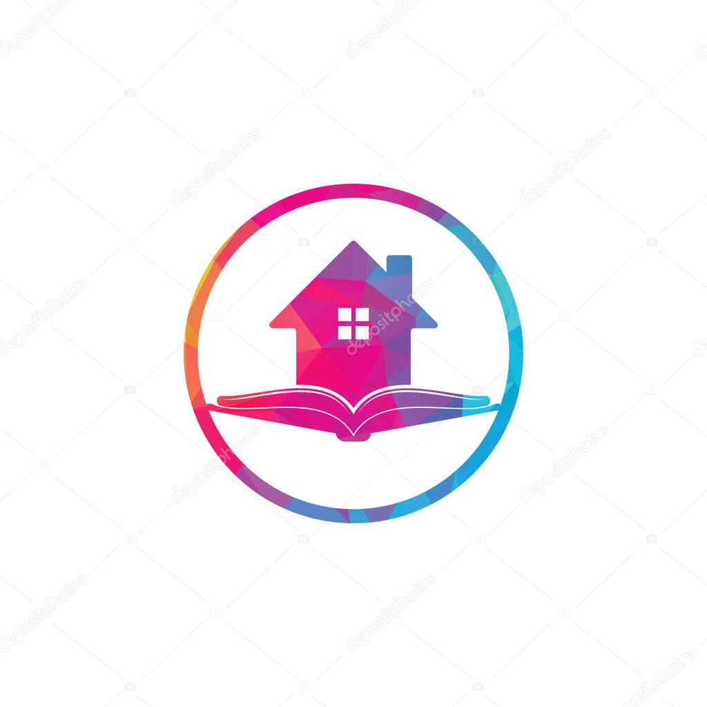 Book house logo design template. House and book logo vector icon