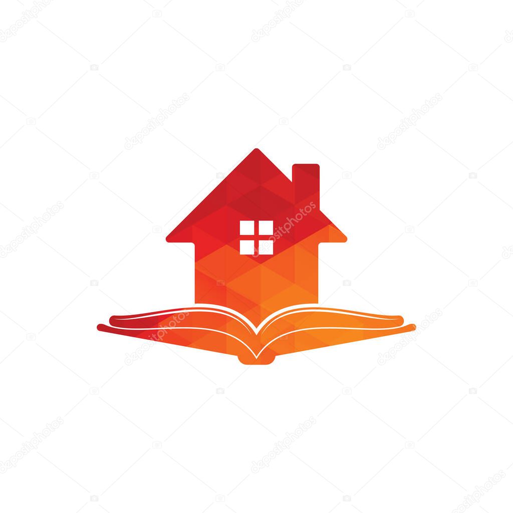 Book house logo design template. House and book logo vector icon