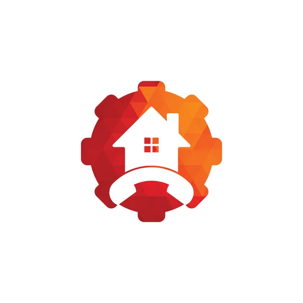 House Call Gear Shape Concept Logo Design Template Telephone House — Stock Vector