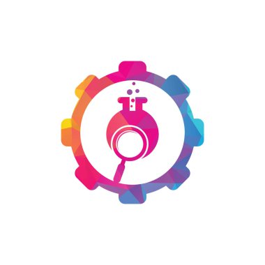 Laboratuvar teçhizatı şekilli konsept logo tasarımı. Laboratuar logo tasarım vektör şablonu bul. Laboratuar Logo Simgesi Tasarımı