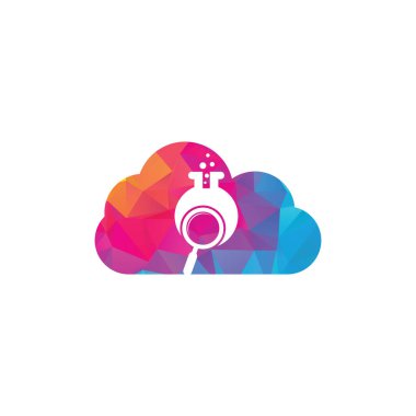 Arama laboratuarı bulut şekilli konsept logo tasarımı. Laboratuar logo tasarım vektör şablonu bul. Laboratuar Logo Simgesi Tasarımı.