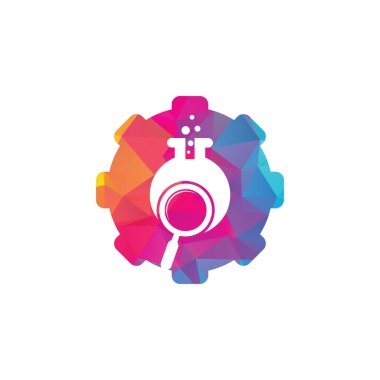 Laboratuvar teçhizatı şekilli konsept logo tasarımı. Laboratuar logo tasarım vektör şablonu bul. Laboratuar Logo Simgesi Tasarımı