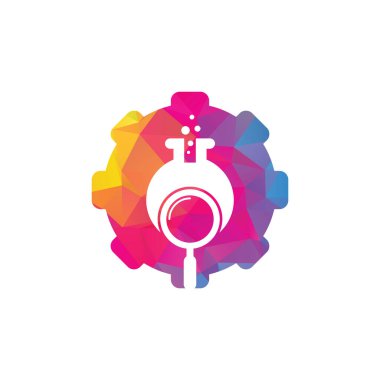 Laboratuvar teçhizatı şekilli konsept logo tasarımı. Laboratuar logo tasarım vektör şablonu bul. Laboratuar Logo Simgesi Tasarımı